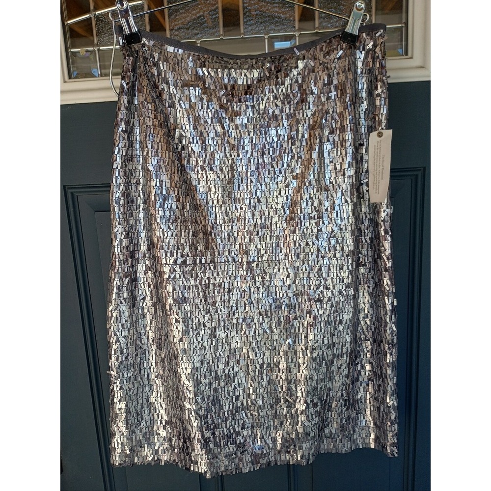 Chico's Sequin Lined Pencil Skirt Sz .5 (Reg Sz 6) Holiday Festive New Year's E